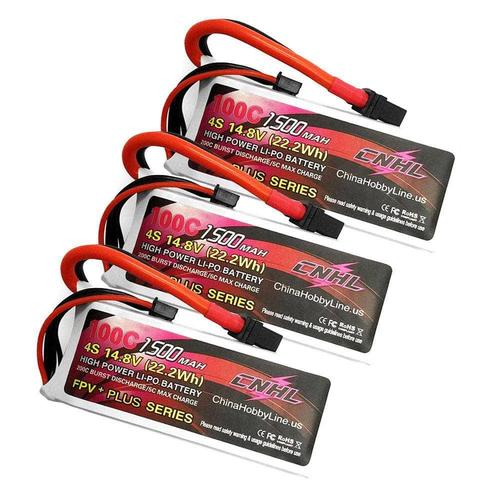 Budget ✨ New CNHL 14.8V 4S 1500mAh 100C G+ Plus LiPo Battery 3 Pack - XT60 🎉 3 New CNHL 14.8V 4S 1500mAh 100C G+ Plus LiPo Battery 3 Pack - XT60