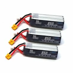 GNB New 3 Pack Of RDQ Series 15.2V 4S 850mAh 60C LiHV Whoop/Micro Battery (Long Type) - XT30