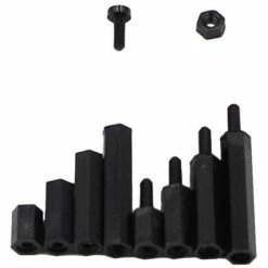FPVELITE New M2 Nylon Hex Male-Female Spacer Standoffs Screw Nut Assortment Kit (Black) For 2
