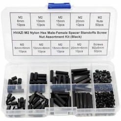 FPVELITE New M2 Nylon Hex Male-Female Spacer Standoffs Screw Nut Assortment Kit (Black) For 2"/3" And 20x20 Rigs