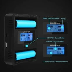 DOUBLEPOW ZH222C Smart Li-Ion Battery Charger W/ LCD Display For 18500 & 18650 Cells New