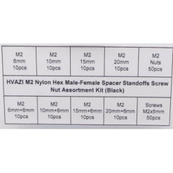 FPVELITE New M2 Nylon Hex Male-Female Spacer Standoffs Screw Nut Assortment Kit (Black) For 2"/3" And 20x20 Rigs